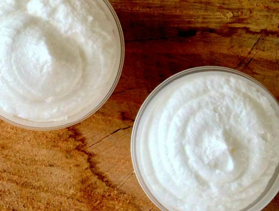 Whipped jar soap from a former batch